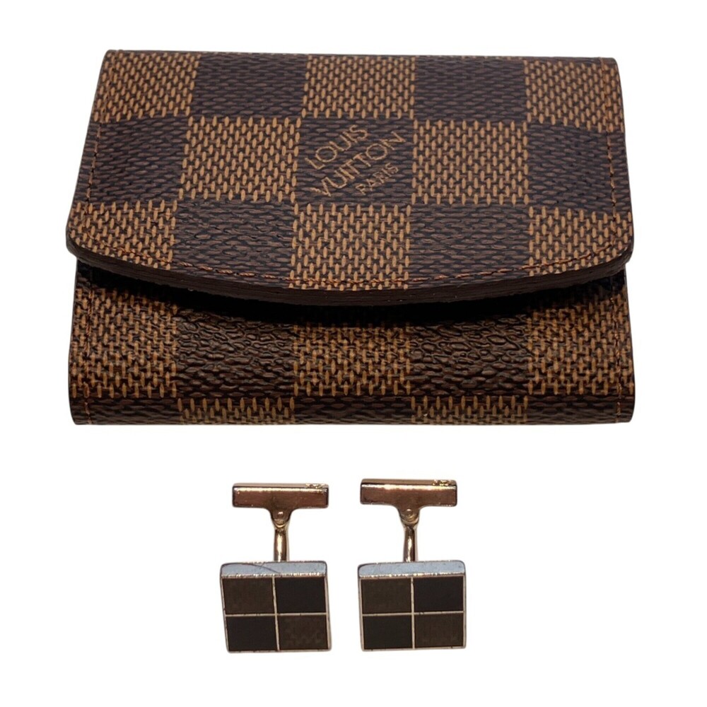 Louis Vuitton Bouton de Manchette Damier 4 Canvas Sterling Silver 925 M65054